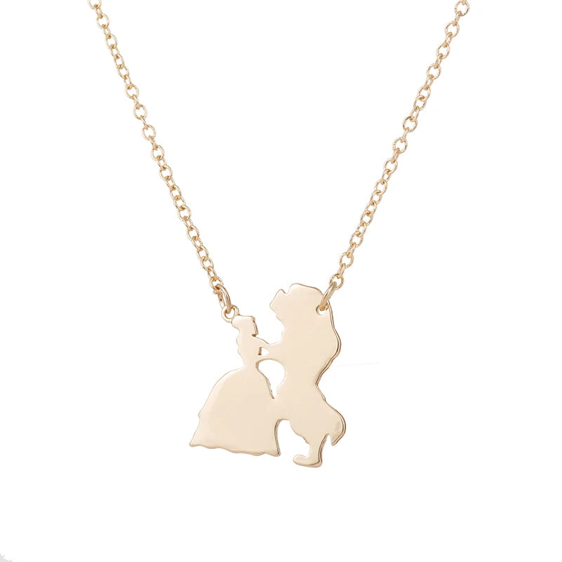 2024 New Beauty and the Beast Necklace – Princess & Prince Pendant for Women, Lover Gift Accessory.