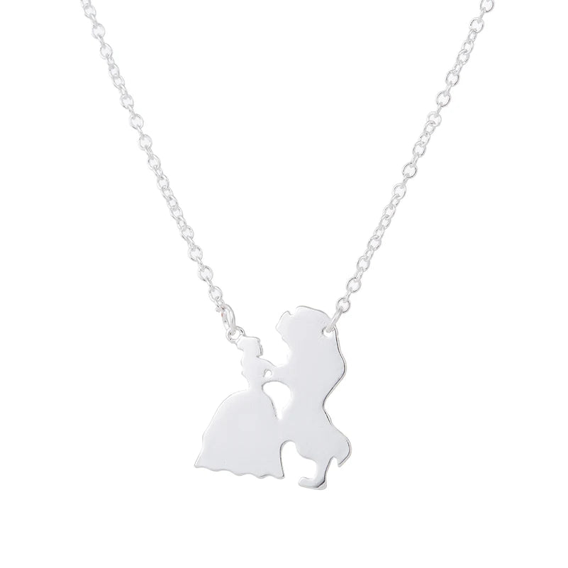 2024 New Beauty and the Beast Necklace – Princess & Prince Pendant for Women, Lover Gift Accessory.