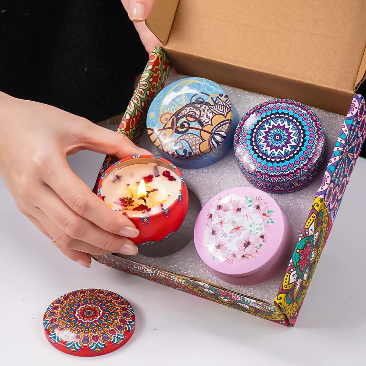 4Pcs/Box Scented Long Lasting Smokeless Fragrance Candle Jar