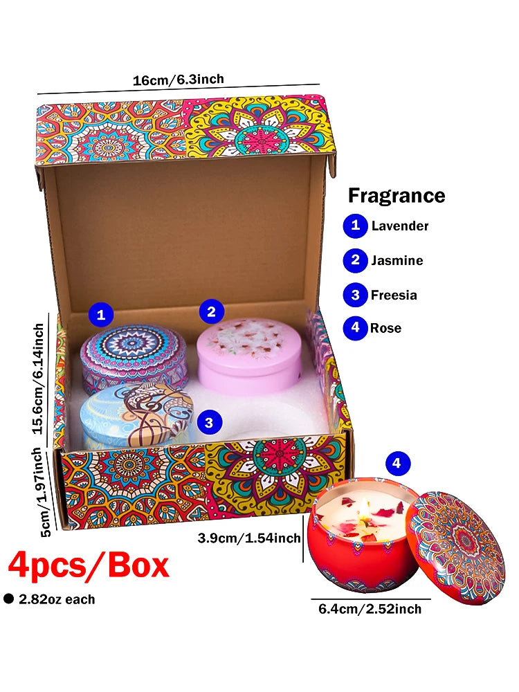 4Pcs/Box Scented Long Lasting Smokeless Fragrance Candle Jar