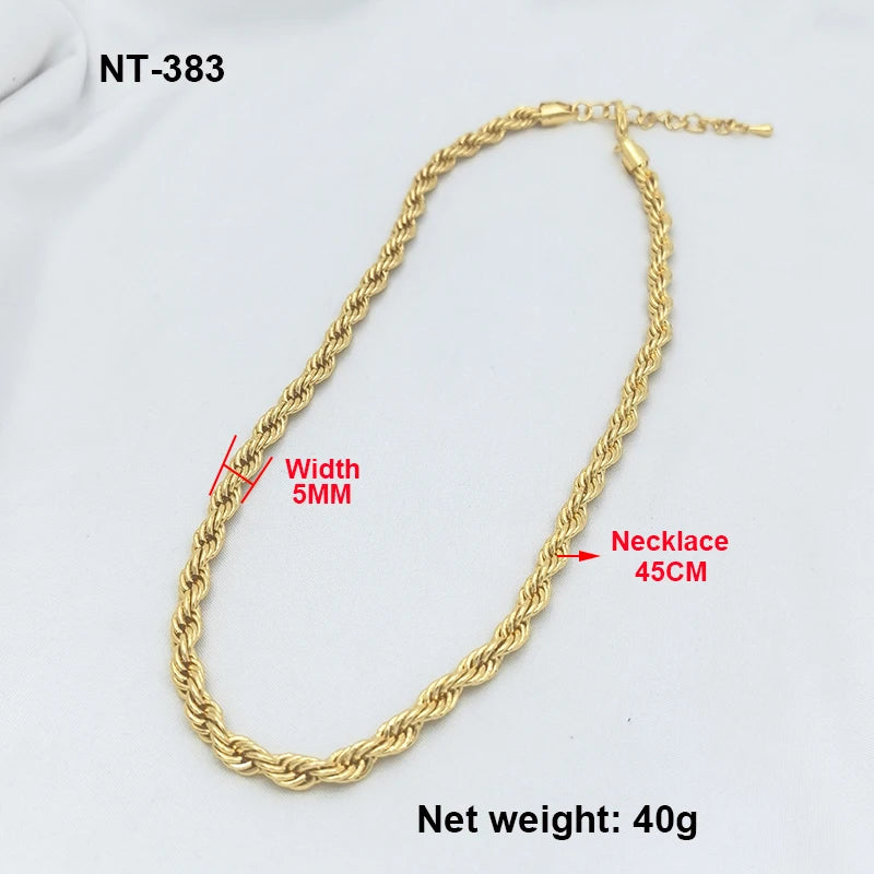 Brazilian Jewelry Set for Women – Twisted Chain Necklace & Bracelet, Daily Wear or Party Gift.