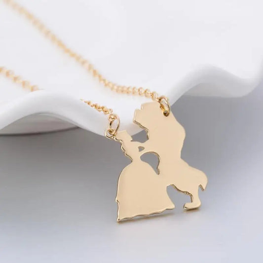 2024 New Beauty and the Beast Necklace – Princess & Prince Pendant for Women, Lover Gift Accessory.