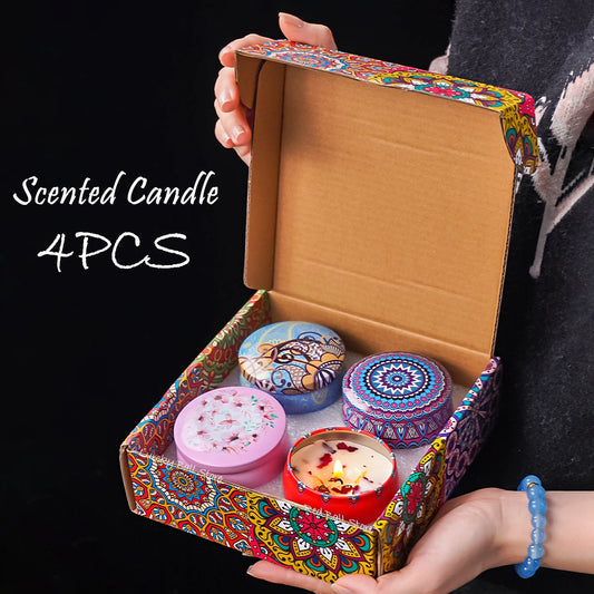4Pcs/Box Scented Long Lasting Smokeless Fragrance Candle Jar